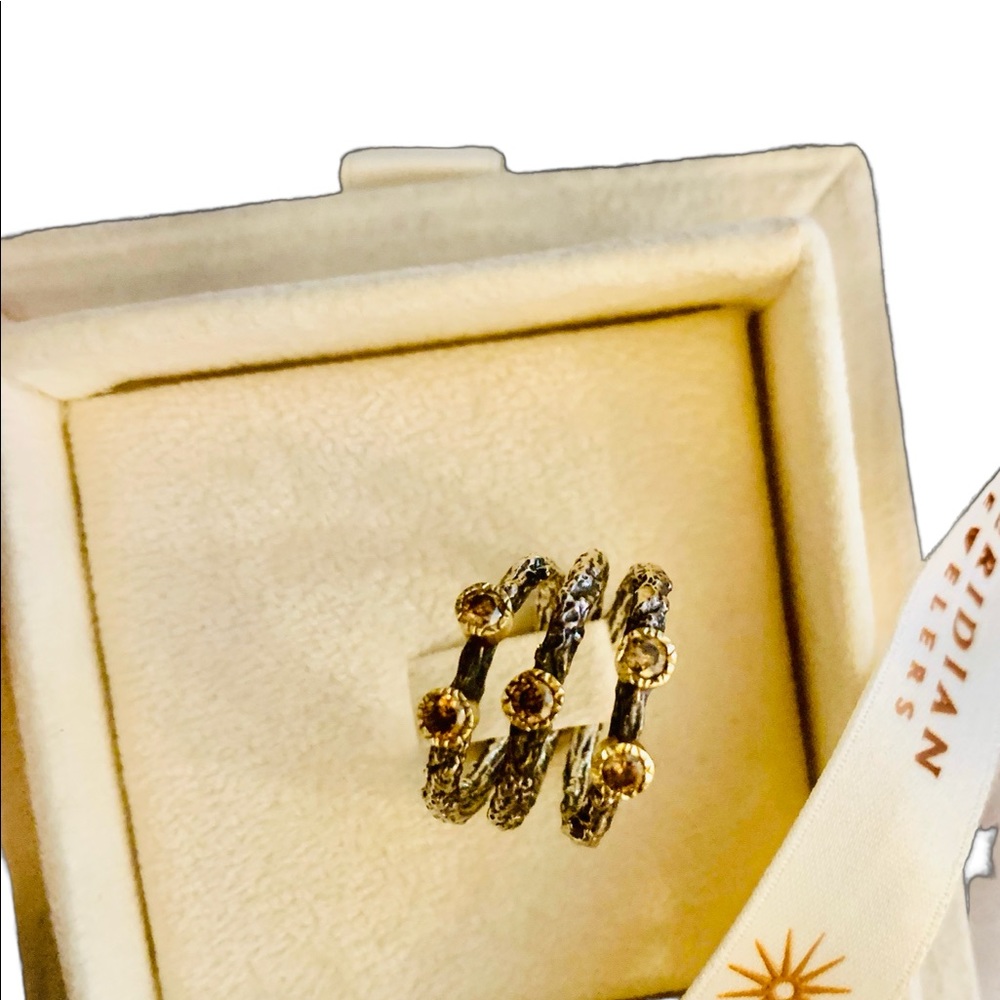 Sami Zeira Champagne Brown Diamonds 22k Oxidized Silver & Yellow Gold Rings